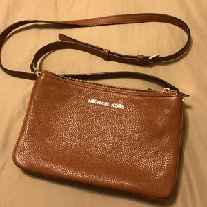 Authentic Brown Leather MK Crossbag